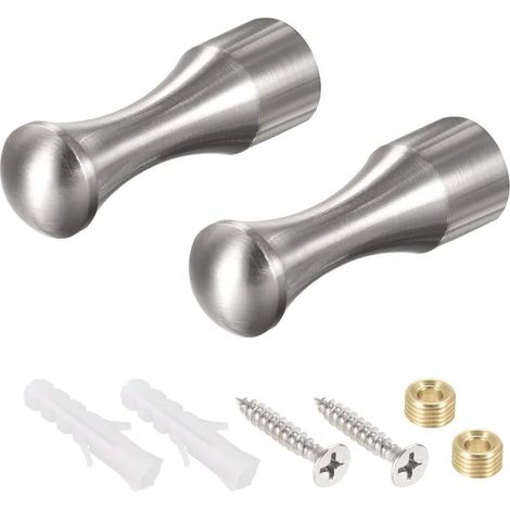 2 pièces. Baguettes à main Poignées 14x45mm(DxL) Gebürsteter Silberton (1/4)