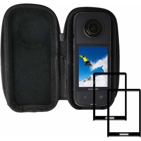 Protector de pantalla para Insta360 One X3 360, vidrio templado y funda, 0,3 mm, dureza 9H, antiarañazos, antihuellas, antiburbujas - Paquete de 2+1 (1/5)