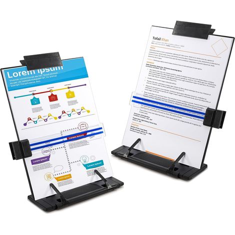 Juego de 2 sujetapapeles tipo caballete con guías lineales, portadocumentos de oficina para documentos A4 - 30 x 11 x 23 cm (1/5)