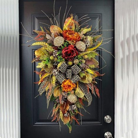 Guirlande En Forme De Couronne - 30 X 45 Cm - En Plastique - Pour Porte D'Entrée Intérieure Ou Extérieure - Décoration Maison Annuelle (1/5)