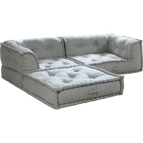 Divano angolare modulare in tessuto grigio - DIROLA