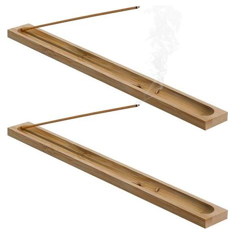 2-teiliger Räucherstäbchenhalter aus Holz, Räucherstäbchenhalter aus Bambusholz, Räucherstäbchenständer, für Meditation, Yoga, für drinnen und draußen (1/5)