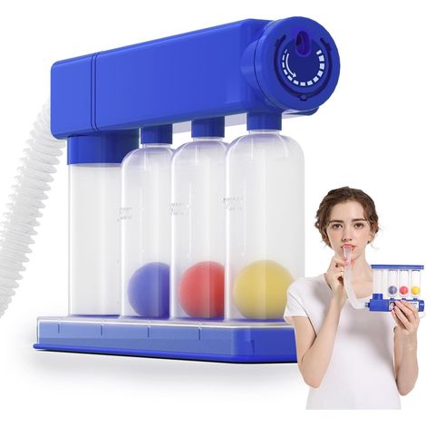 Appareil d'exercice respiratoire pour poumons à domicile, stimulateur pulmonaire avec mesure de volume réglable (300cc/s à 1600cc/s) (1/5)