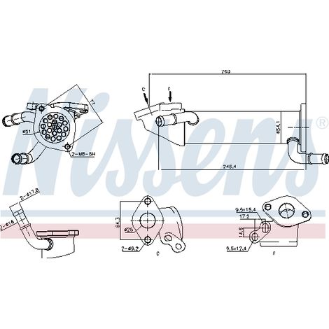 Radiateur, réaspiration des gaz d'échappement Nissens 989282 CITROËN 1372416