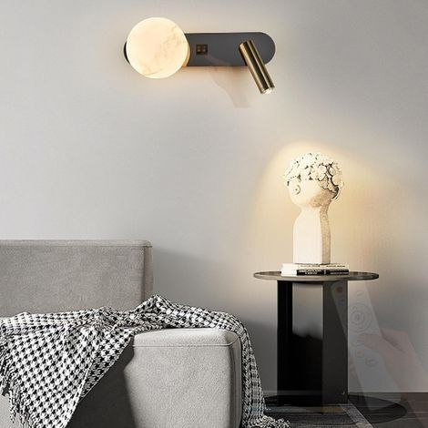 Applique murale intérieure avec télécommande, intensité réglable 2700K-6500K, spots intégrés, en fer et aluminium, idéale pour chambre (1/5)