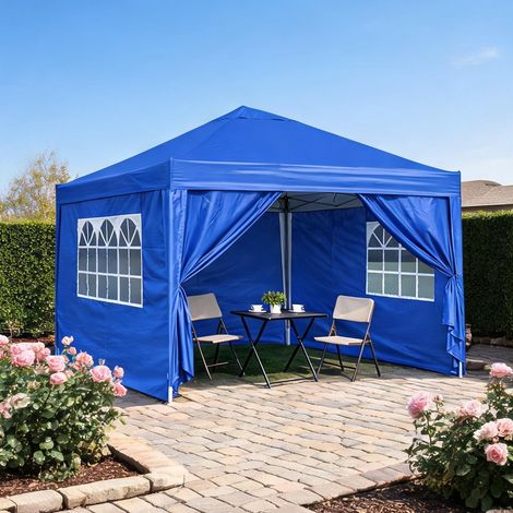 Pavillon de jardin pliable 3 x 3 m acier et polyester en métal (1/5)