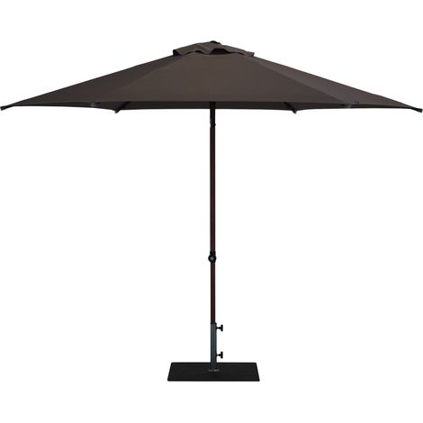 Ombrellone da Giardino Ø3 m Palo Ø38 mm in Alluminio Effetto Legno Tessuto Poliestere Trend Wood Taupe (1/5)