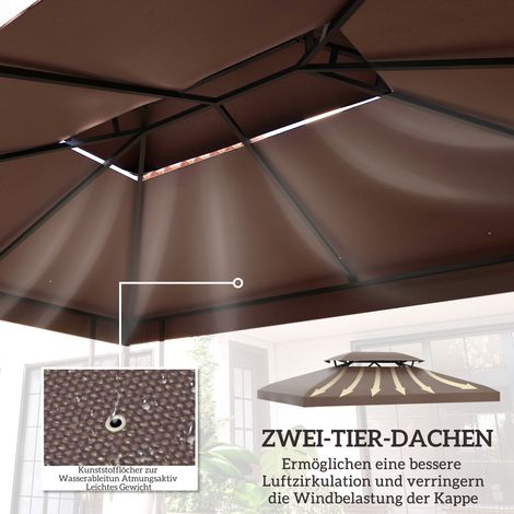 Abri de jardin 3x4 mètres café, toit de rechange en polyester pour tonnelle (1/4)