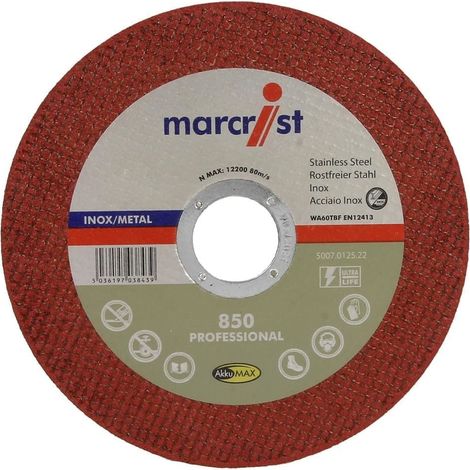 Disque à tronçonner 850 ultra fin pour métal et inox Ø115x1,0 mm. Lot de 10