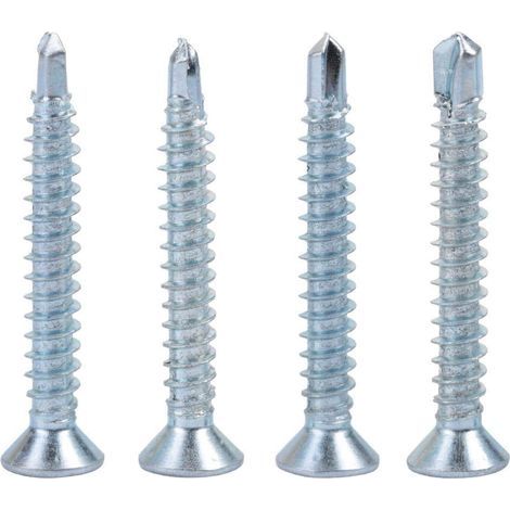 M4.2 Vis Autotaraudeuse Vis à Tête Plate en Métal Jeu de Vis de Queue de Forage Boulons pour Fixation de Tôle(M4.2 25(50PCS)). (1/5)