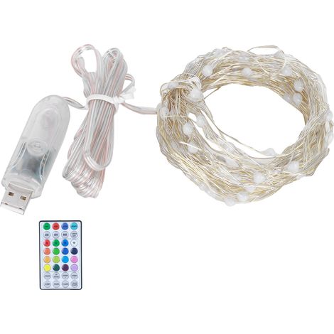 100 LED-Lichterkette, 10 m – 16 Farben – USB – Fernbedienung – IP44 wasserdicht – Zuhause / Schlafzimmer / Party / Festival