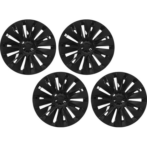 Jantes Enjoliveurs Noir Brillant Protection Élevée Cache-Moyeux Remplacement Compatible Tesla Model Y Lot de 4 (1/5)