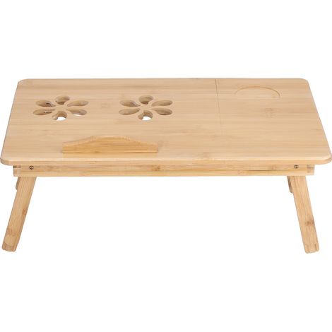 Table d'ordinateur portable multifonction pliable en bambou, support réglable pour ordinateur portable, bureau d'étude pour la maison (M) (1/5)