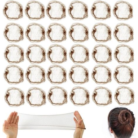 Lot de 40 filets à cheveux élastiques, maille fine invisible pour danseuses/ballet, marron café (1/5)
