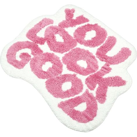 Tapis de Bain Rose,Tapis de Douche Antidérapant Lavable (54x64cm) (1/5)
