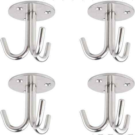 Patère de Fixation au Plafond Crochet, 4 Pièces Crochet en Acier Inoxydable Crochet de Plafond pour Suspension avec Vis Crochet Fixation Plafond Balançoire de Yoga Luminaire Suspendu (1/4)