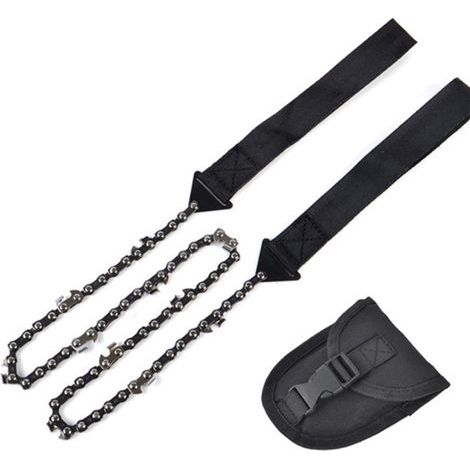 Keine Küsse mehr mit Carbonstahl Handkettensäge inkl. Gürteltasche – Premium Survival Gartensäge für Camping, Garten & Outdoor-Zubehör (Schwarz, Stil 2) (1/5)