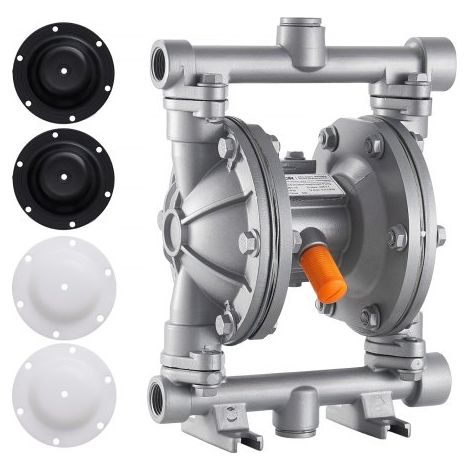Druckluft-Doppelmembranpumpe, 25 L/min, 3/8 Zoll Einlass & Auslass, pneumatische Altöl-Transferpumpe, max. 100 PSI, Gehäuse aus Aluminiumlegierung, für Diesel, Fett, Kerosin, Benzin (1/5)