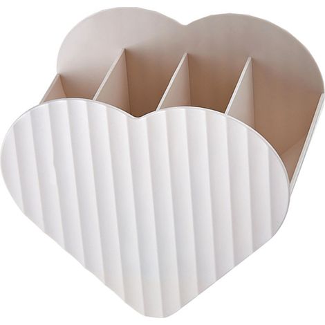 Herzförmiger Make-up-Organizer mit 4 Fächern, herzförmiger Make-up-Pinselhalter fürs Badezimmer, weiß (1/5)