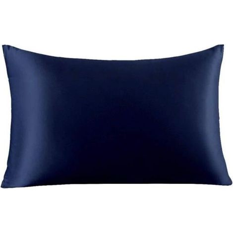 (bleu marin)Taie d'oreiller en soie de mûrier naturelle, Soie, bleu marine, Standard 50x75cm (1/4)