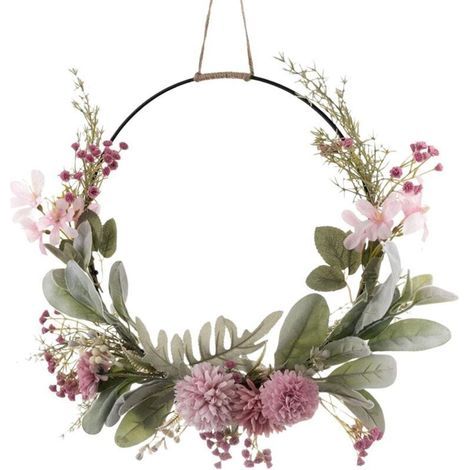 Couronne de fleurs décorative pour porte d'entrée Couronne de fleurs séchées décoratives Couronnes de fleurs toute l'année Porte d'entrée Pays de Pâques Décoration de porte d'entrée P (1/4)