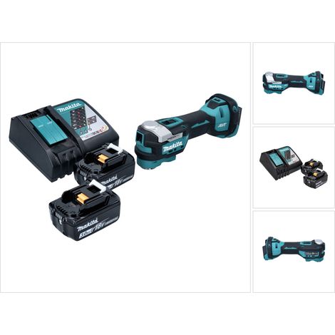 Makita DTM 52 RF Akku Multifunktionswerkzeug 18 V Starlock Max Brushless + 2x Akku 3,0 Ah + Ladegerät