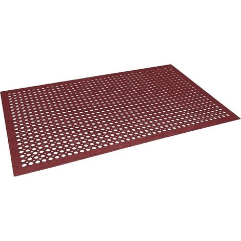 Tapis en caoutchouc antidérapant et antifatigue rouge - 1500 x 900 x 12 mm - JANTEX (1/2)