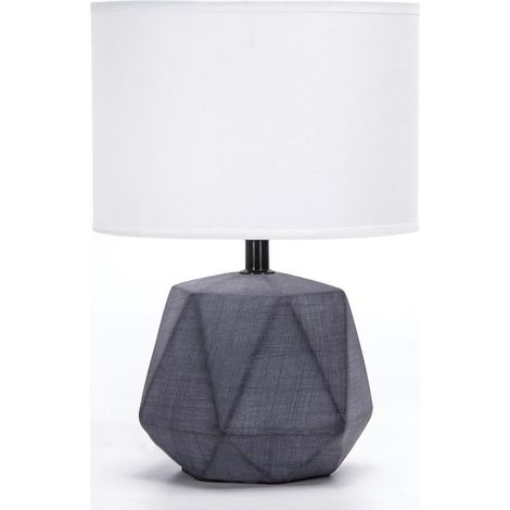 Lampe de Table en Céramique, Moderne Lampe de Chevet avec Abat-Jour en Tissu, Douille E14, max.40W, Lampe de Canapé, Veilleuse pour Chambre, Salon, Bureau, Hôtel, Café (sans Ampoule) -H29cm,Gris Foncé (1/5)