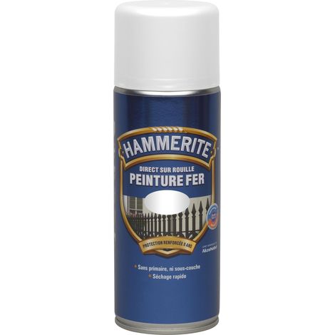 Peinture Fer aérosol Direct sur Rouille - Brillant Blanc - 400 ml - Hammerite
