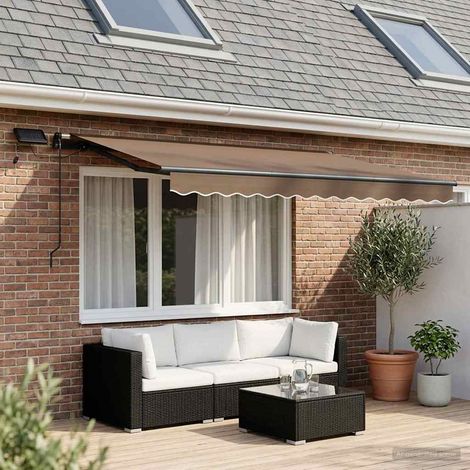 Teenpull – Ausziehbare Markise Taupe 300 x 250 cm Stoff und Aluminium (1/5)