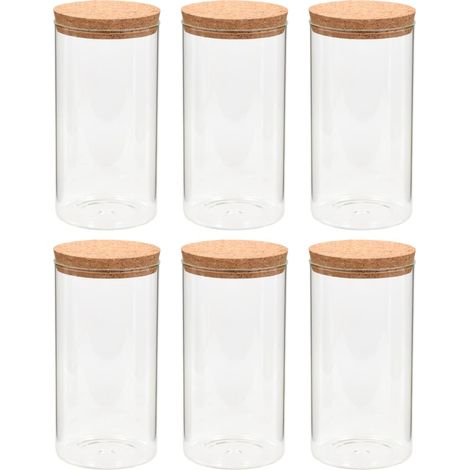 Storage Glass Jars with Cork Lid 6 pcs 1400 ml vidaXL