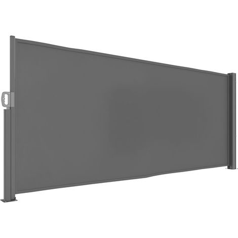 Store latéral extensible, brise-vue opaque avec fixation murale, revêtement, 300 x 140 cm, gris foncé