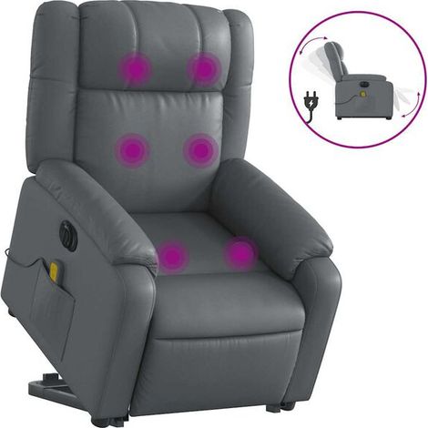 Fauteuil inclinable de massage électrique en similicuir gris (1/5)