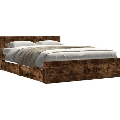 Maison Exclusive - Cadre de lit et tête de lit sans matelas chêne fumé 120x190 cm