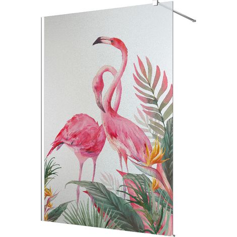 Stickers paroi de douche dépoli - Flamants roses - 140 x 200 cm