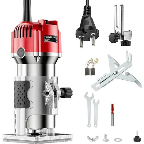 800W Wood Router, 30000RPM Electric Router, Electric Wood Router, One Hand Milling Machine with 1 Mill, Diameter 6.3 mm for Carpentry, Milling, Engraving and Grooving (1/5)