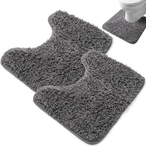 2Pcs Tapis de WC avec découpe, Tapis de Toilettes en Forme de U (1/5)