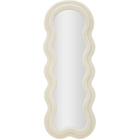 Specchio da parete Teddy wavy in bouclé crema 67x166 cm