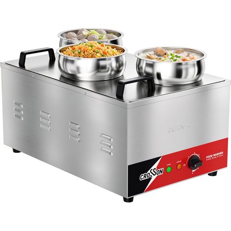 Commercial Bain Marie Électrique avec 3 Pots de 4L, Chauffe-Plat en Acier Inoxydable, 1200W, 30–85°C, protection contre la marche à sec, idéal pour buffet, restaurant et catering (1/5)