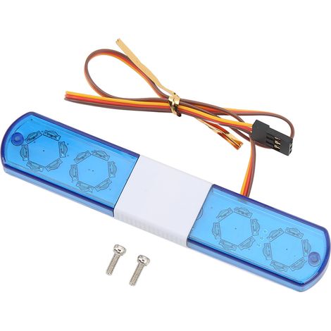 Feu LED Police pour Voitures RC 1/8 1/10, Simulation Gyrophare avec 4 Modes Lumineux Bleu, Alerte et Éclairage pour Modèles Radiocommandés (1/5)