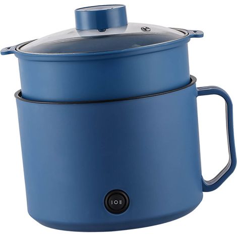 Mini-autocuiseur électrique multifonctionnel pour la cuisson rapide des nouilles, idéal pour les résidences étudiantes et un usage personnel (CN 220V, bleu royal) avec panier vapeur. (1/5)