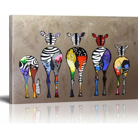 Tableau Banksy Zebra Herd 40x50cm – Impression HD sur toile – Art mural moderne – Décoration salon – Couleurs vives (1/5)