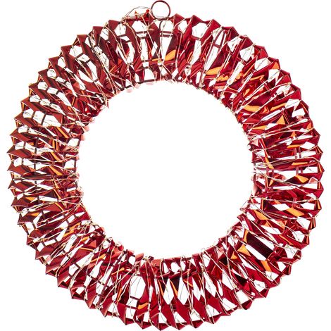 Decorazione natalizia a LED in plastica rossa, dimensioni 40x40x9 cm, lunghezza cavo 290 cm. (1/5)