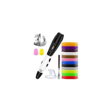 Stylo 3D Ensemble Stylo 3d + Filament Pla, Stylos 3d Avec Écran Lcd + Filament 3d 12 Couleurs 1,75 Mm - Total 120 Pieds, Cadeau De Bricolage Pour Enfants Débutants Adultes, Compatible Avec Abs/Pla 1,
