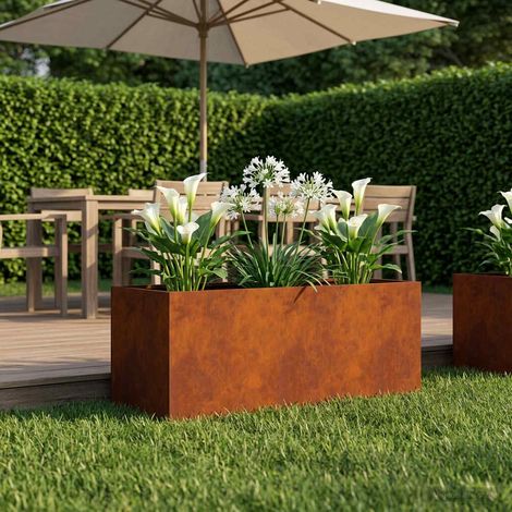 vidaXL Cache-pot de jardin Rouillé 80 x 40 x 40 cm Acier patiné (1/5)
