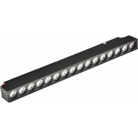 Lampada Griglia LED Magnetica per Binario 48V – 18W 1620 Lumen Luce Calda 3000K o Luce naturale 4000K – Faretto Lineare in Alluminio Nero 30cm – Illuminazione Interni Moderna IP20 - Colore della luce: