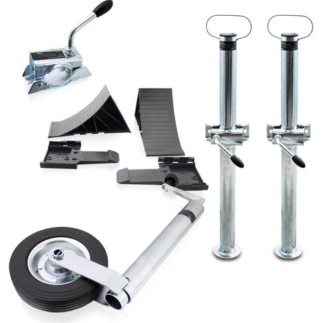 Bituxx Anhänger Vollgummi Stützrad Stützen Unterlegkeile Halter Klemmschellen - 10 Teile Set