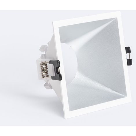 Portafaretto Downlight Quadrato Basso UGR per Lampadina LED GU10 Foro 85x85 mm Bianco - Argento