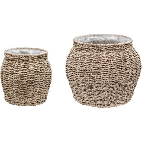 Tula Tapered Seagrass Planter (Set of 2) - L30 x W30 x H24 cm