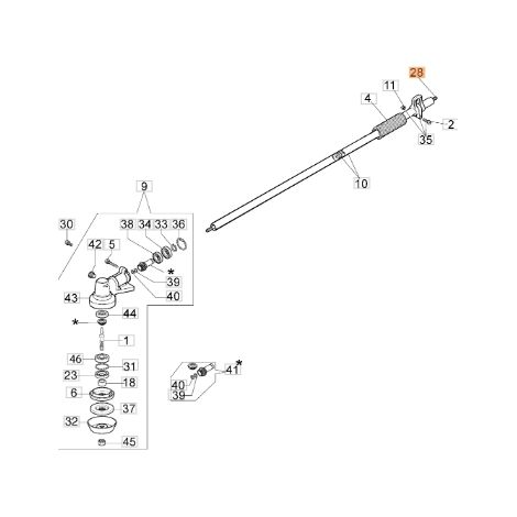 Eje de transmisión desbrozadora modelos BC350T ORIGINAL OLEOMAC 61202109R